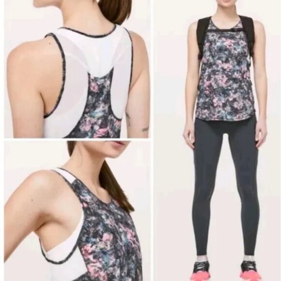 Lululemon EUC Scultp tank in floral mesh estimated size 8, please see measure - Picture 1 of 4